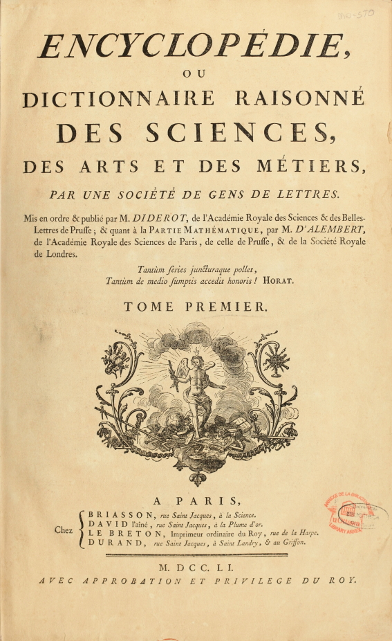 Encyclopedie de d alembert et diderot premiere page enc 1 na5
